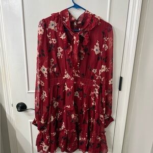 Kate Spade Size 8 Red Dress with Subtle Off White Accents